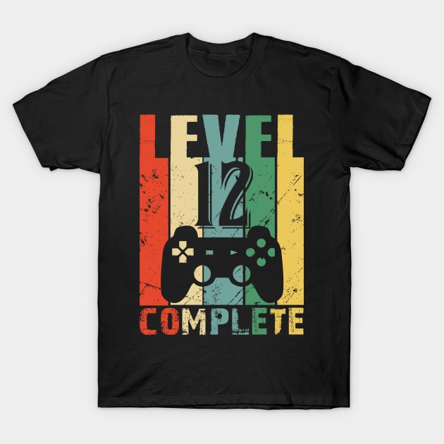 Vintage 12th Wedding Anniversary Level 12 Complete Video Gamer Birthday Gift Ideas T-Shirt by smtworld